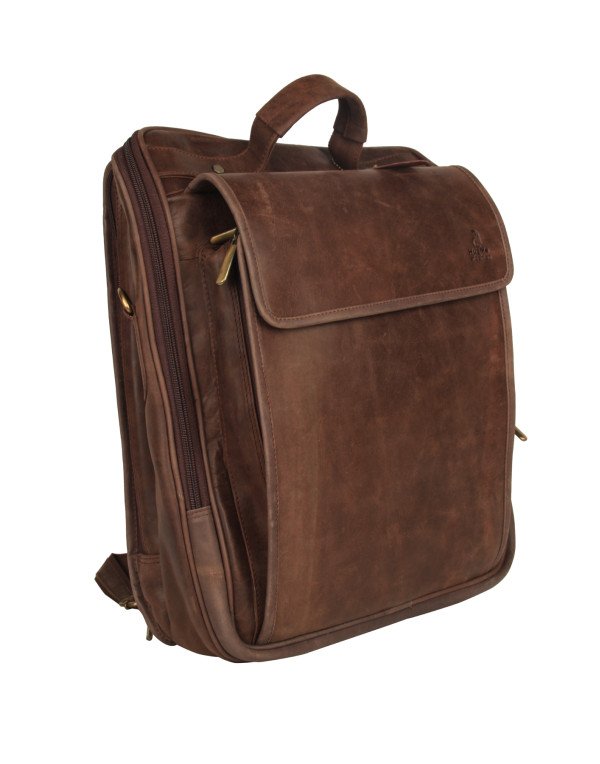 HugMe.fashion Genuine Leather Backpack for Men in Black and Brown BP20