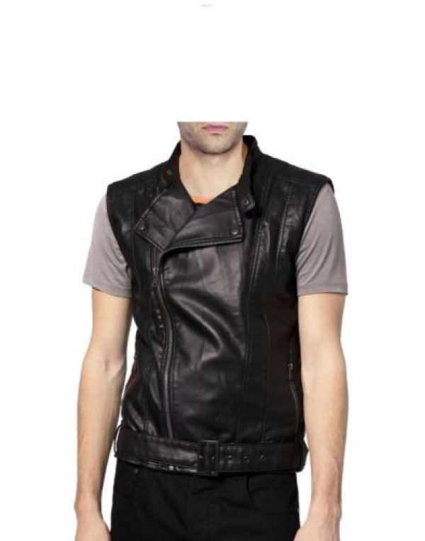 Stylish Genuine Leather Black Biker Waistcoat for ...