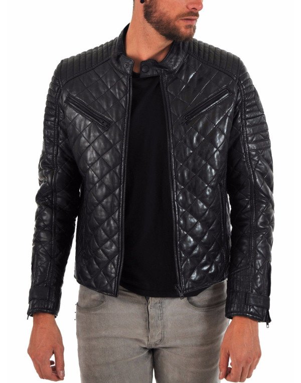 HugMe.fashion Men new stylish Fully quilted leathe...