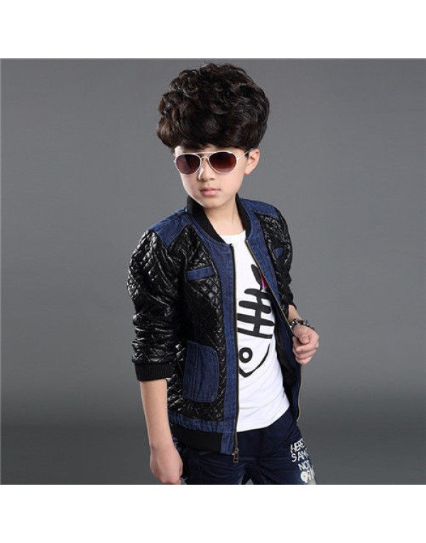 Hugme.Fashion Black Brown StylishParty Winter Leather Jacket For Kids