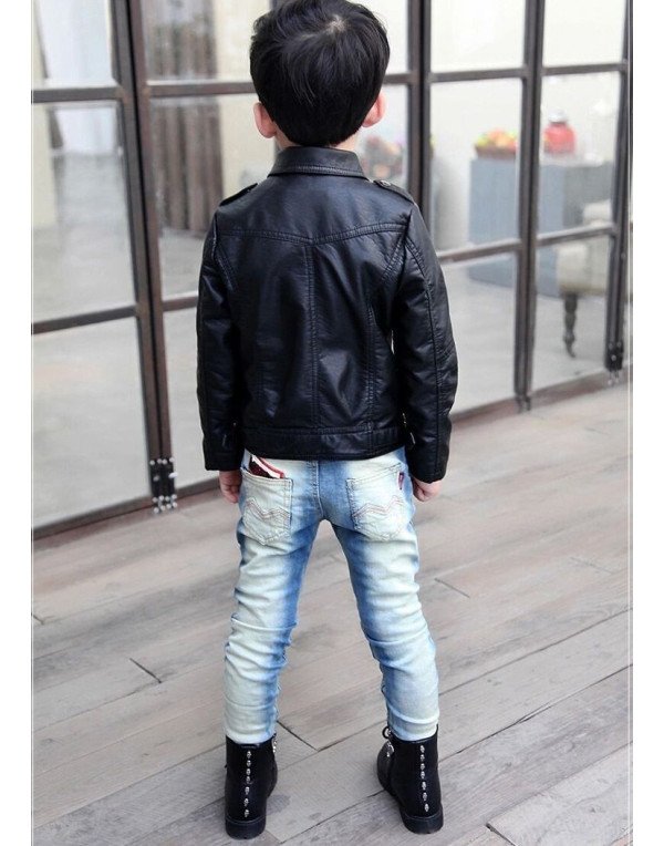 Hugme.Fashion Black Biker Leather Jaket For Kids