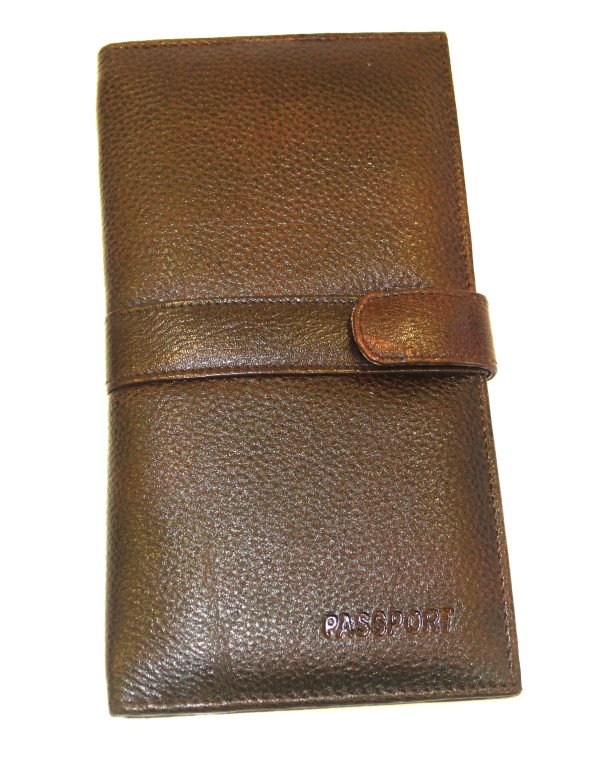 Brown Leather Travel Holder Wallet Passport Cum Cr...