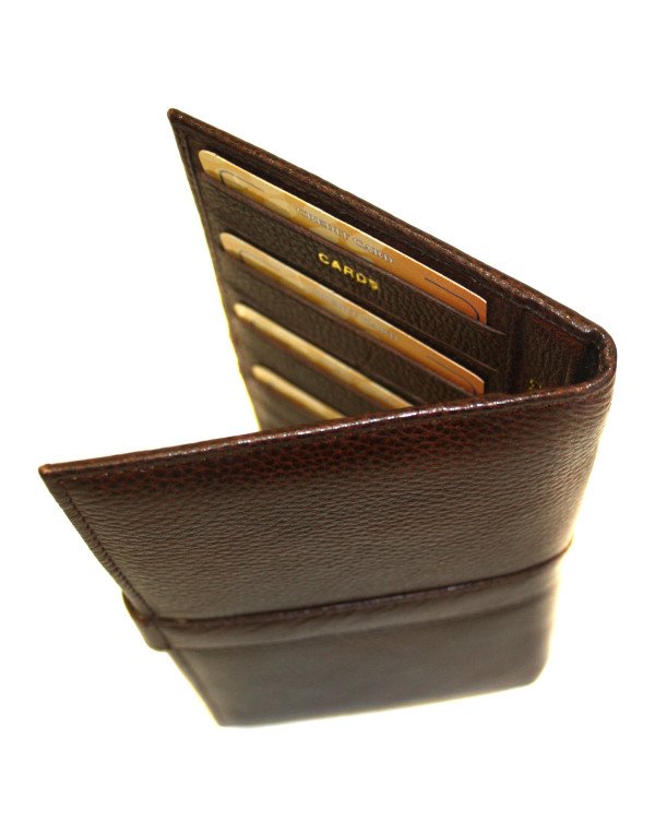 Brown Leather Travel Holder Wallet Passport Cum Credit Card Organizer