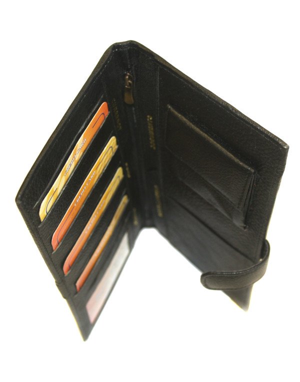 Genuine Leather Black Passport / Credit Card Organizer Pouch / Wallet