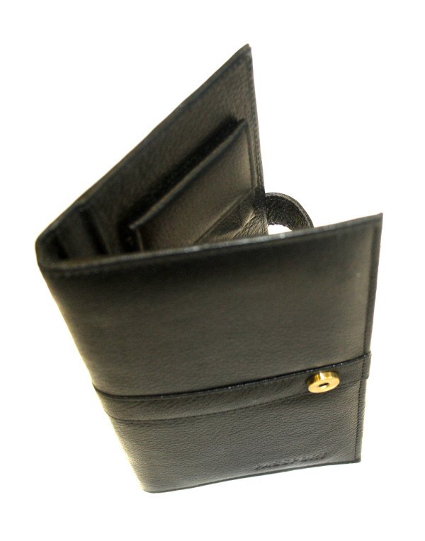 Genuine Leather Black Passport / Credit Card Organizer Pouch / Wallet