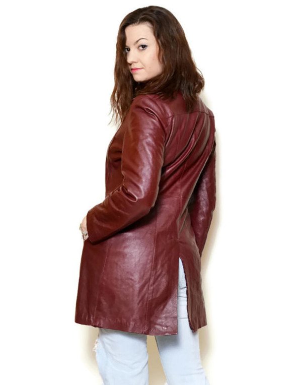 HugMe.fashion Long Ladies Genuine Leather Coat LJK15