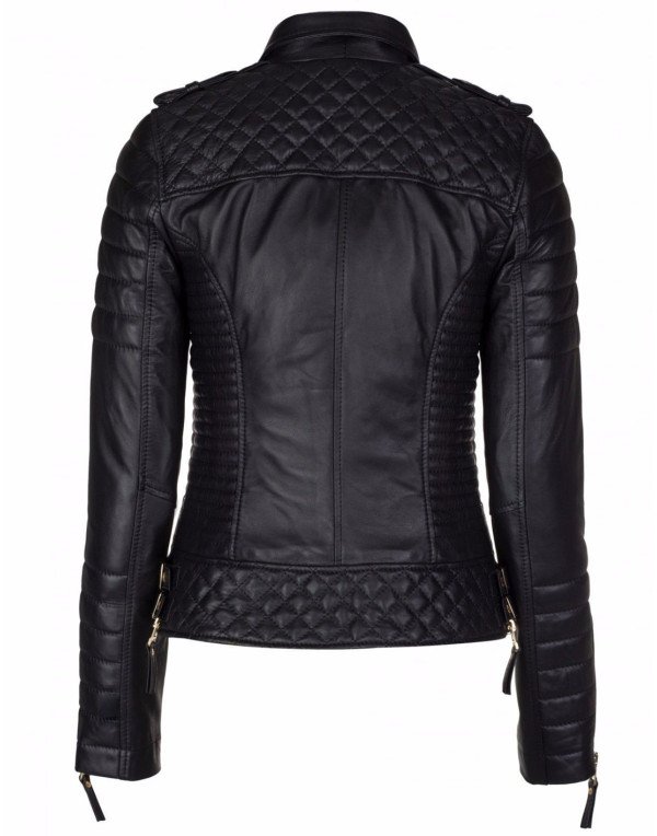 HugMe.fashion Ladies Biker Leather Jacket in Black With Multiple Pocket LJK49