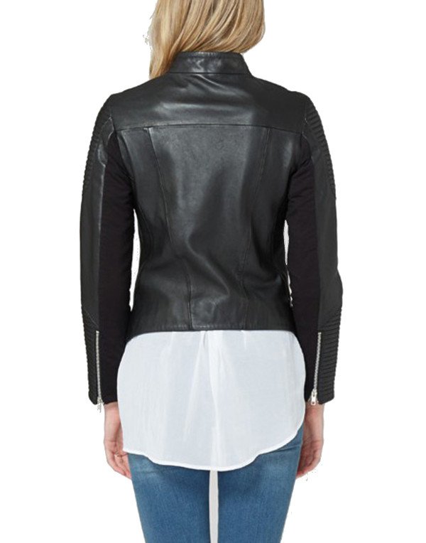 HugMe.fashion New Women's Scooter Genuine Leather Jacket in black LJK2