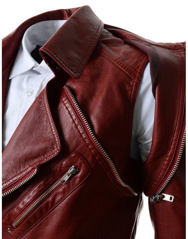 HugMe.fashion Genuine Leather Jacket with Detachable Sleeves for Men  JK111