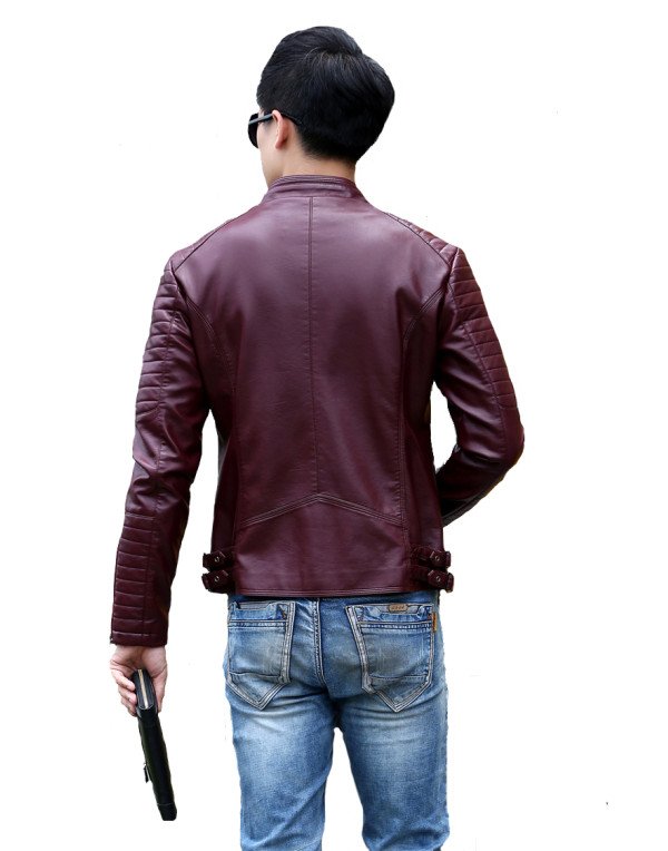 Black Maroon Tan Color Biker Custom Designer Motorcycle Leather  JK182