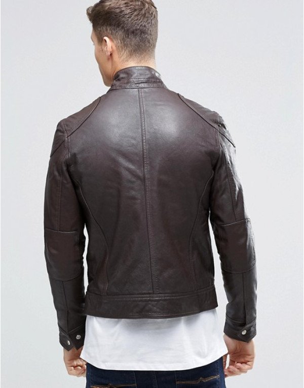 HugMe.fashion Genuine Leather Jacket In Brown Color For Biker JK184