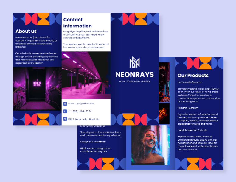 Neon Rays Technology Trifold Brochure	