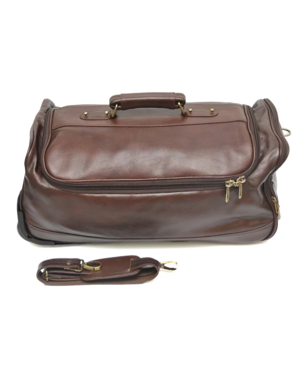 Men Genuine Leather Duffle Bag With Trolley DB12