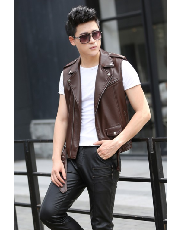 Genuine Sheep Leather Jacket in Brown Color WC02